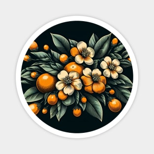 Orange Floral Illustration Magnet